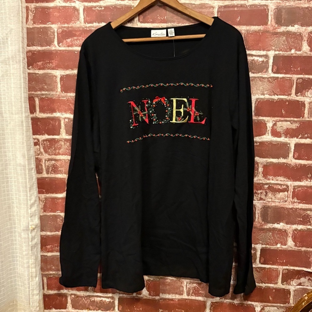 Kim Rogers Black Noel Embellished Top - Picture 2 of 5